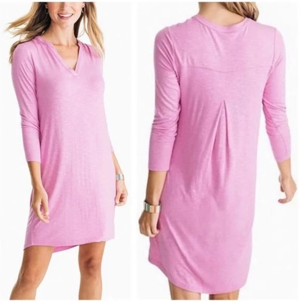 Pink Cyclamen three-quarter sleeve V neck Southern Tide dress NWT